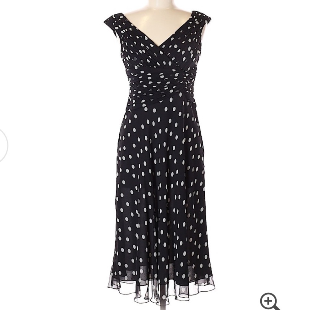 Andrianna Papell Black Polka Dot Cocktail Dress 10